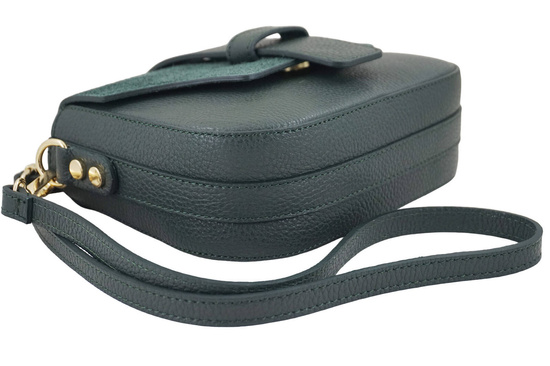 Torebka listonoszka z zamszową klapą - Zielona ciemna 