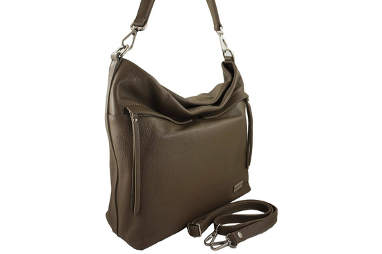 Miękka torebka worek na ramię - Beżowa ciemna