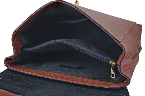 Skórzana torebka kuferek do ręki - Brązowa 