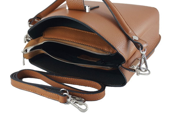 Modny kuferek skórzany - Brązowy jasny 