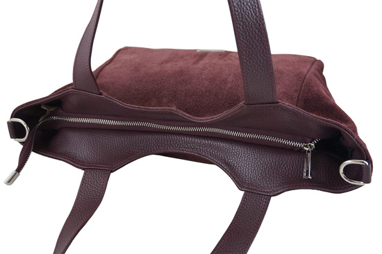 Torebka damska zamszowa typu worek - Bordowa 