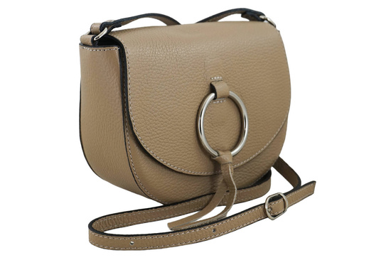 Damska skórzana listonoszka włoska - Beżowa 