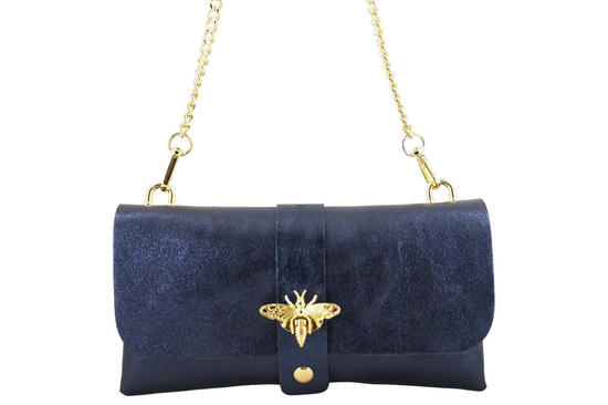 Torebka kopertówka metalizowana - Granatowa