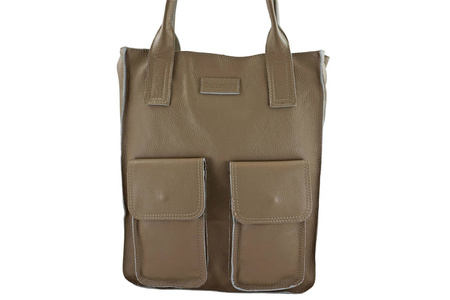 Torba shopper bag do pracy - beżowa