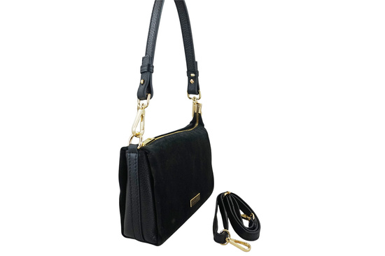 Zamszowa listonoszka damska Barberinis - Czarna 