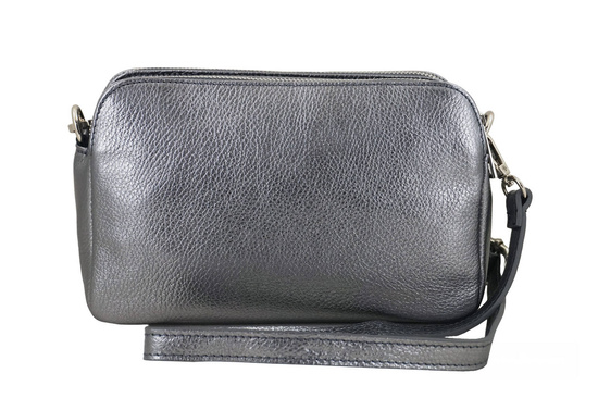 Damska torebka metalizowana - Srebrna ciemna 