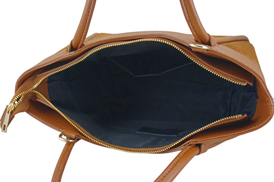 Elegancka torebka ze skóry zamszowej - Brązowa jasna 