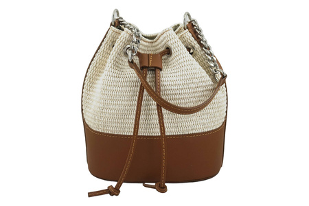 Torebka damska z rafii - Beżowa jasna
