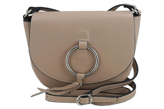 Damska skórzana listonoszka włoska - Beżowa ciemna 