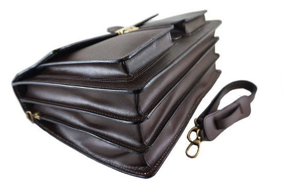 Aktówka męska - skóra naturalna - Brązowy ciemny