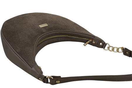 Stylowa torebka z zamszowym wykończeniem - Beżowa ciemna