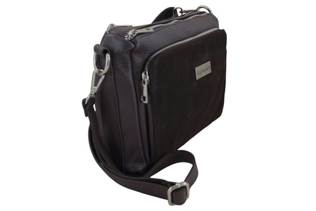 Codzienna torebka ze skóry naturalnej z zamszem - Brązowa ciemna