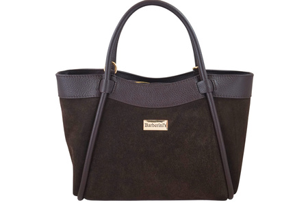 Elegancka torebka ze skóry zamszowej - Brązowa ciemna