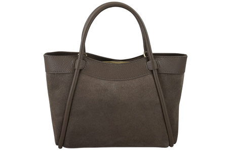 Elegancka torebka ze skóry zamszowej - Beżowa ciemna