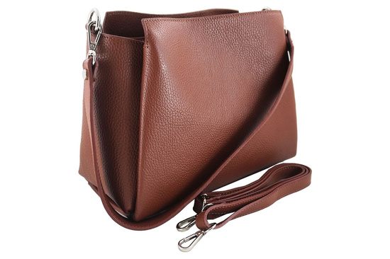 Torebka kuferek na szerokim pasku - Brązowa 