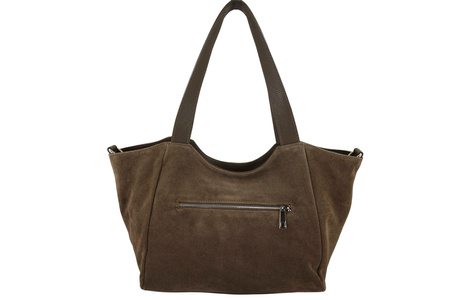 Torebka damska zamszowa typu worek - Beżowa ciemna 