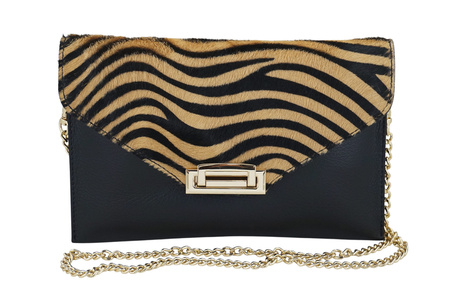 Wieczorowa kopertówka skórzana z modnym printem - Czarna 