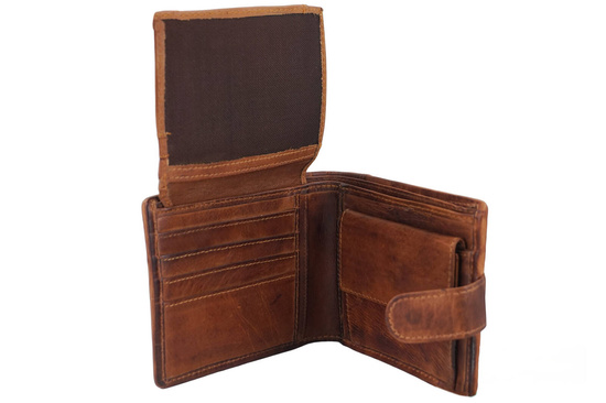 Ekskluzywny portfel męski z zapięciem - Brązowy 