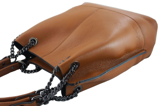 Modna torebka skórzana damska - Brązowa jasna 