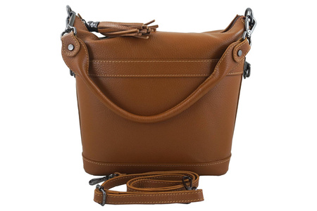 Damski kuferek skórzany na ramię - Brązowy jasny