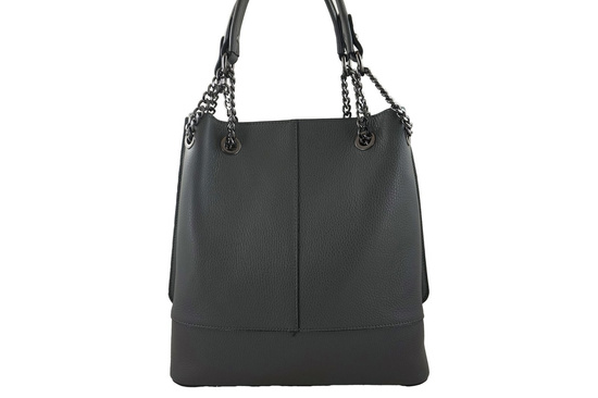 Modna torebka skórzana damska - Szara ciemna