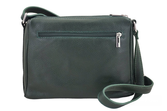 Listonoszka skórzana z kieszeniami - Zielona ciemna