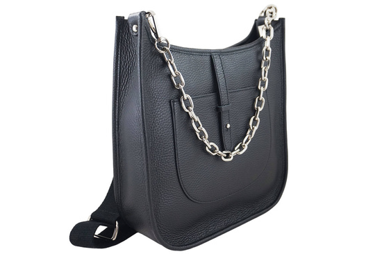 Duża listonoszka z odpinanym łańcuszkiem - Czarna 