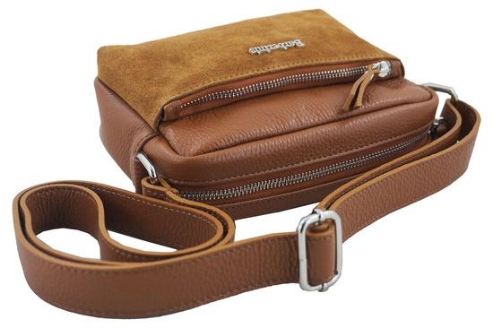 Listonoszka na szerokim pasku Casual - Brązowa jasna