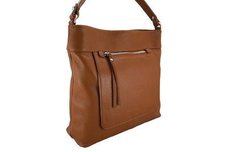 Torebka skórzana damska - Barberini's - Brązowa jasna