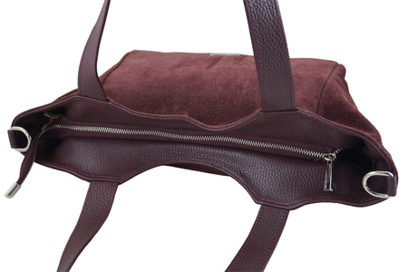 Torebka damska zamszowa typu worek - Bordowa 