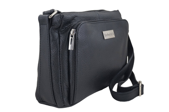 Listonoszka skórzana z kieszeniami - Czarna