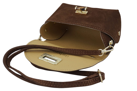 Mała torebka zamszowa wizytowa - Brązowa 