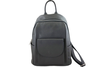 Damski plecak miejski skórzany - Szary ciemny