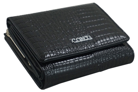 Mały portfel damski lakierowany - CROCO - Czerwony