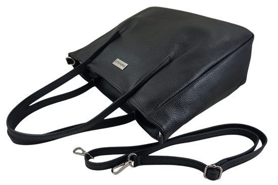 Shopperka damska skórzana Barberinis - Czarna 