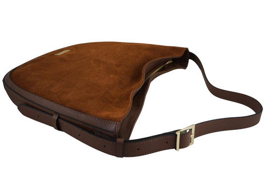 Duża torebka zamszowa na ramię - Brązowa 