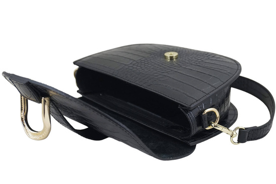 Listonoszka damska croco - Czarna 