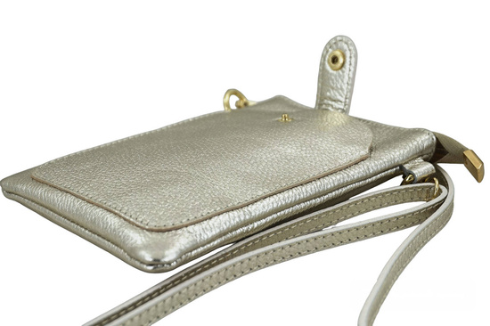 Mini torebka / etui ze skóry metalizowanej - Złota 