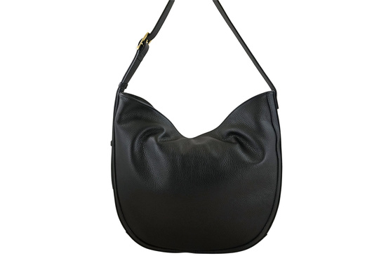 Duża torebka zamszowa na ramię - Czarna 