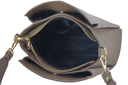 Torebka miejska z naturalnego zamszu i skóry - Beżowa ciemna 