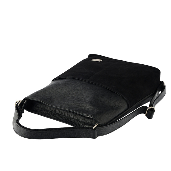 Torebka plecak z zamszem - Czarna 