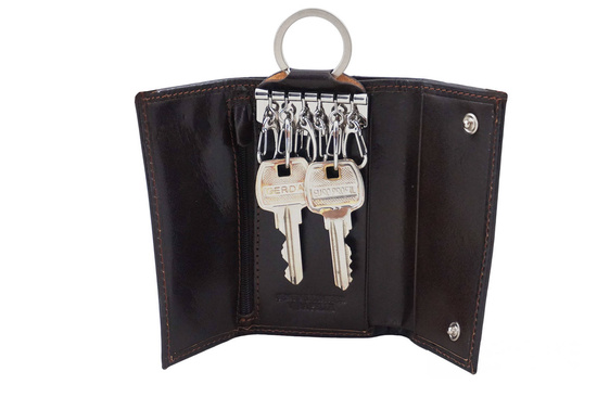 Etui skórzane na klucze / portfel - Brązowe ciemne 