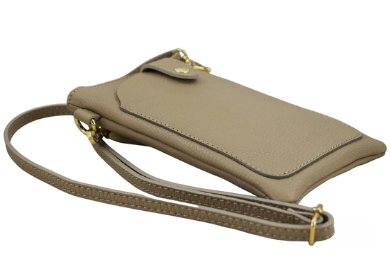 Torebka skórzana / etui na telefon - Beżowe