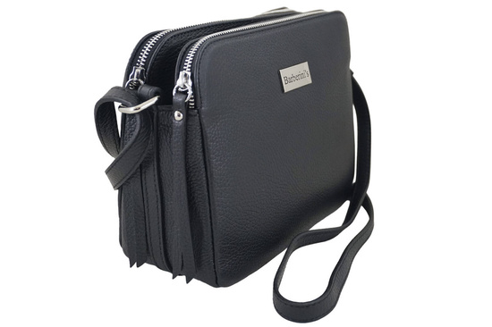 Torebka skórzana damska włoska - Czarna 