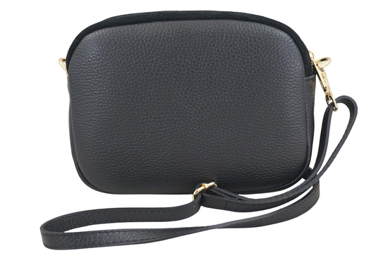 Mała zamszowa listonoszka ze złotym zapięciem - Czarna