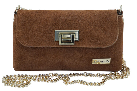 Zamszowa kopertówka na łańcuszku Barberinis - Brązowa