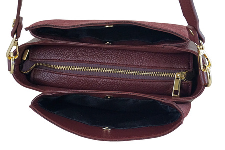 Torebka miejska z naturalnego zamszu i skóry - Bordowa 