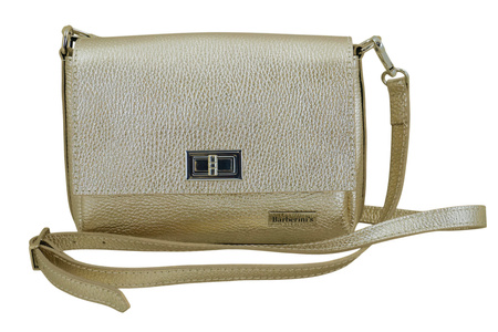 Skórzana torebka damska metalizowana - Złota