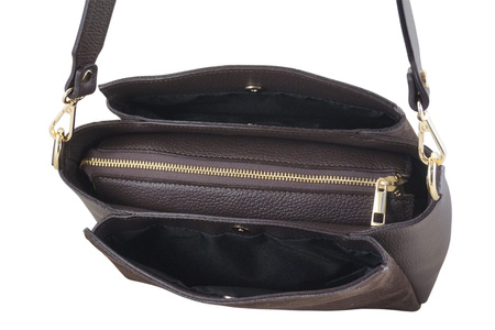 Torebka miejska z naturalnego zamszu i skóry - Brązowa ciemna 