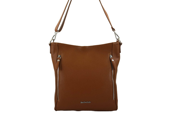 Praktyczna skórzana torebka na ramię - Brązowa jasna 